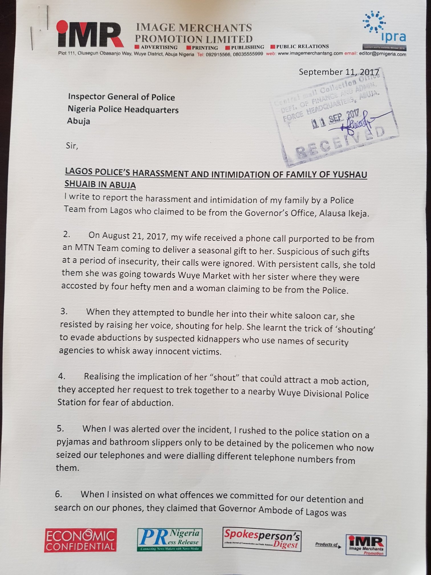 PRNigeria Petition Police