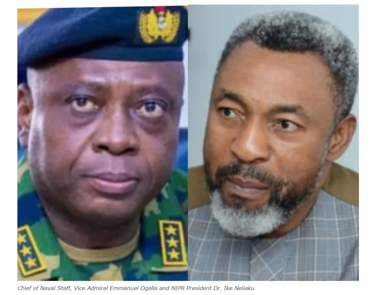 Naval Chief Vice Admiral Emmanuel Ogalla andNIPR President Ike Neliaku