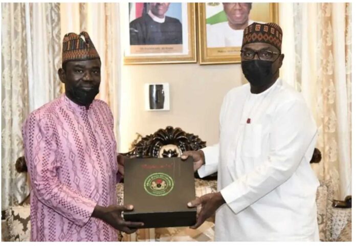 Yushau Shuaib of PRNigeria with Governor Abdulrahman Abdulrasaq of Kwara State in 2021