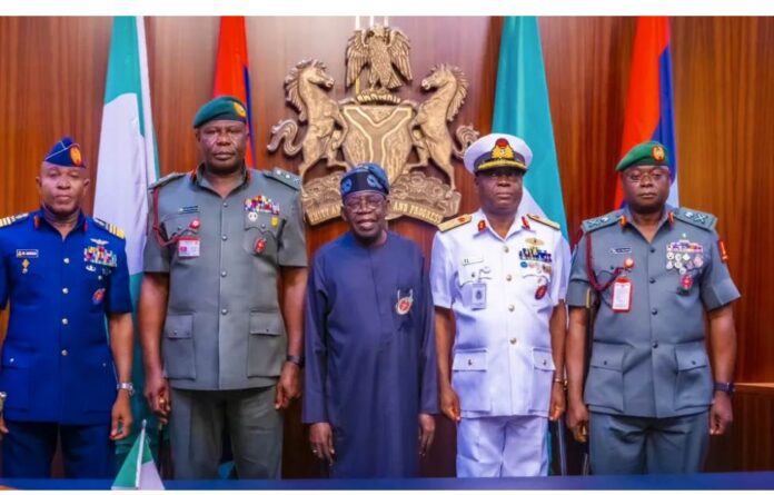 President Bola Ahmed Tinubu with Security Chiefs