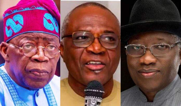 Bola Tinubu, Bayo Onanuga and Goodluck Jonathan